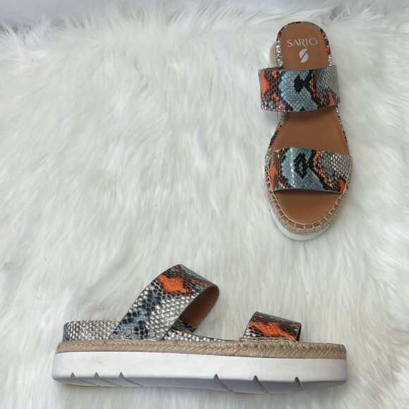 Franco Sarto Cappy Snake Print Platform Slides Sz 9 - Picture 2 of 7
